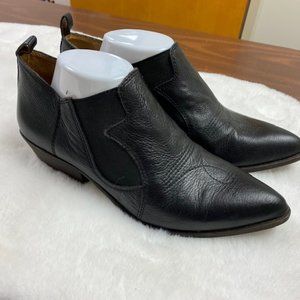 LIKE NEW Lucky Brand Joelle Black Leather‎ Western Booties, size 10M